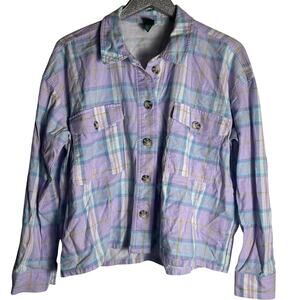 Wild Fable Lavender Purple and Blue Plaid Shirt Jacket